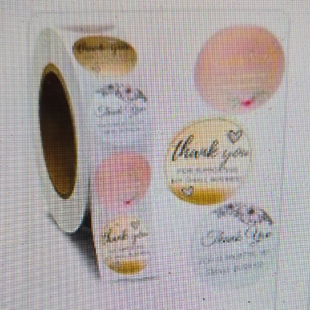 Thank You Stickers Roll - Pink and Gold 500 Roll 1 Inch New